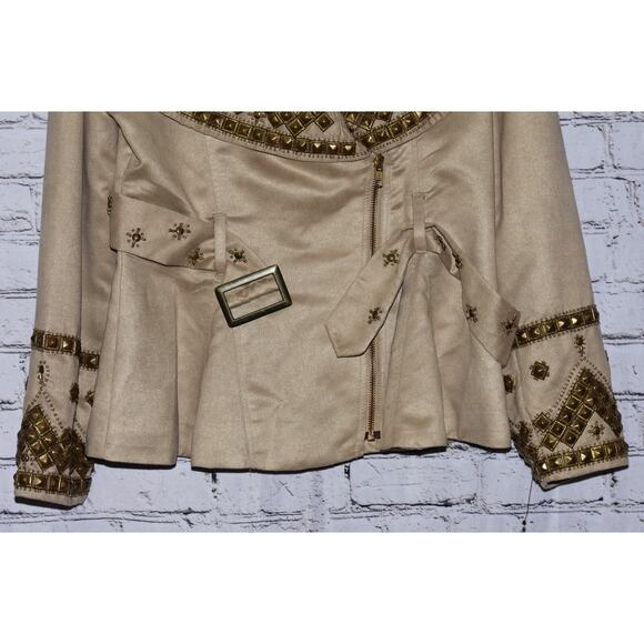 VINTAGE COLLECTION Designer Studded Cape Belted Faux Suede Jacket Size Large - Picture 10 of 15
